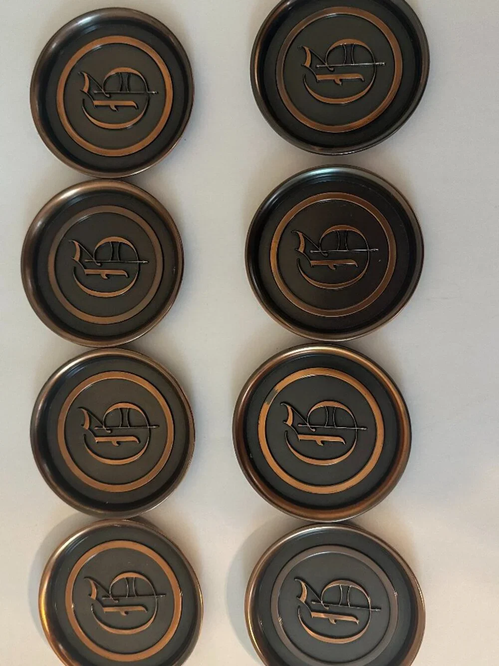 VTG Mason Bronze Metal Coasters Monogram 